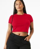 Bella+Canvas 1010 Ladies' Micro Ribbed Baby Tee in Solid red blend