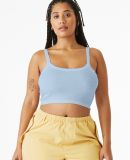 Bella + Canvas 1012 Ladies' Micro Ribbed Scoop Tan in Solid baby blue blend