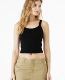 Bella + Canvas 1012 Ladies' Micro Ribbed Scoop Tan in Solid black blend