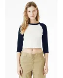 Bella + Canvas 1200 Ladies' Micro Ribbed 3/4 Ragla in White/ navy