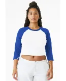 Bella + Canvas 1200 Ladies' Micro Ribbed 3/4 Ragla in White/ tr royal