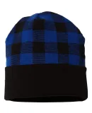 Cap America RKP12 USA-Made Plaid Beanie in Black/ true royal