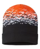 Cap America RKS12 USA-Made Static Cuffed Beanie in Black/ white/ deep orange