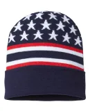 Cap America RK12 USA-Made Patriotic Cuffed Beanie in Navy flag