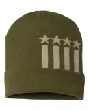 Cap America RK12 USA-Made Patriotic Cuffed Beanie in Olive/ khaki stars