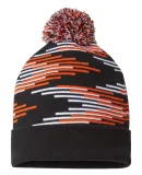 Cap America RKB12 USA-Made Bar Beanie in Black/ deep orange/ white