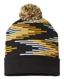 Cap America RKB12 USA-Made Bar Beanie in Black/ gold/ white