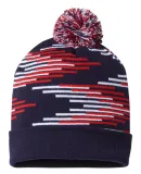 Cap America RKB12 USA-Made Bar Beanie in True navy/ true red/ white