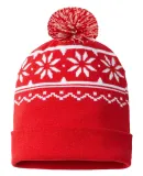 Cap America RKF12 USA-Made Snowflake Beanie in True red/ white