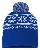 Cap America RKF12 USA-Made Snowflake Beanie in True royal/ white