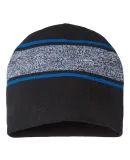 Cap America RKV9 USA-Made Variegated Striped Beani in Black/ true royal