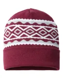 Cap America RKD12 USA- Made Diamond Knit Cuff in Maroon/ silver