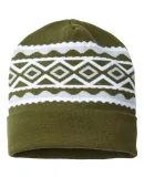 Cap America RKD12 USA- Made Diamond Knit Cuff in Olive green/ silver