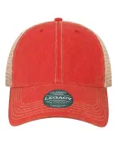 Legacy OFAY Youth Old Favorite Trucker Cap in Scarlet red/ khaki