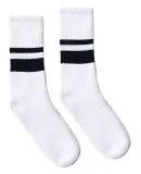 Socco Socks SC100 USA-Made Striped Crew Socks in White/ black thin & thick stripe