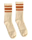 Socco Socks SC100 USA-Made Striped Crew Socks in Organic/ rust