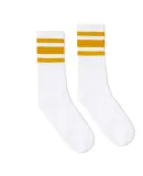 Socco Socks SC100 USA-Made Striped Crew Socks in White/ gold