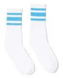 Socco Socks SC100 USA-Made Striped Crew Socks in White/ carolina blue