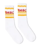 Socco Socks SC100 USA-Made Striped Crew Socks in White/ cali sun