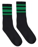 Socco Socks SC100 USA-Made Striped Crew Socks in Black/ green