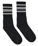 Socco Socks SC100 USA-Made Striped Crew Socks in Black/ grey