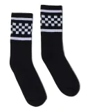 Socco Socks SC300 USA-Made Checkered Crew Socks in Black/ white