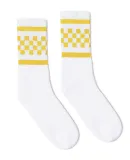 Socco Socks SC300 USA-Made Checkered Crew Socks in White/ yellow