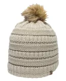 Outdoor Cap OC805 Cable Knit Faux Fur Pom in Ivory