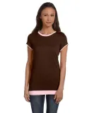 Bella + Canvas 8102 Ladies' Sheer Jersey Short-Sle in Chocolat/ sf pnk