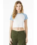 Bella + Canvas 1201 Ladies' Micro Ribbed Raglan Ba in White/ baby blue