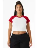 Bella + Canvas 1201 Ladies' Micro Ribbed Raglan Ba in White/ red