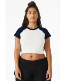 Bella + Canvas 1201 Ladies' Micro Ribbed Raglan Ba in White/ navy