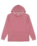 LA T 6936 Adult Vintage Wash Fleece Hooded Sweatsh in Washed rouge