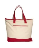 Promo Goods  LT-3083 Zippered Cotton Boat Tote in Red