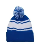 Promo Goods  AP115 Knit Beanie With Pom Pom in Reflex blue/ wh