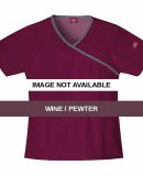 S001DL Dickies Mock Wrap Top Wine / Pewter