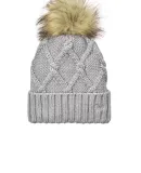 New Era NE911    Faux Fur Pom Beanie in Hthrgrey