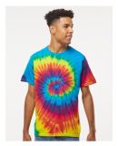 H1000 Tie-Dyes Adult Tie-Dyed Cotton Tee in Reactive rainbow