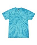 H1000 Tie-Dyes Adult Tie-Dyed Cotton Tee in Spider turquoise