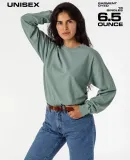 Los Angeles Apparel 1807GD L/S Grmnt Dye Crew Neck in Atlantic green
