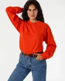 Los Angeles Apparel 1807GD L/S Grmnt Dye Crew Neck in Bright orange