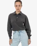 Los Angeles Apparel 18417GD Long Sleeve Polo T-Shi in Vintage black