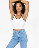 Los Angeles Apparel 21308 2x1 Rib Crop Tank in White/black