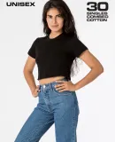 Los Angeles Apparel 23302 FINE JERSEY S/S CROP T in Black