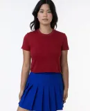 Los Angeles Apparel 23302 FINE JERSEY S/S CROP T in Cranberry
