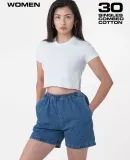 Los Angeles Apparel 23302 FINE JERSEY S/S CROP T in White
