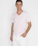 Los Angeles Apparel 24056 S/S Fine Jersey V-Neck 4 in Light pink