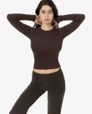 Los Angeles Apparel 43007 Baby Rib Long Sleeve Cre in Brown