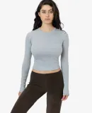 Los Angeles Apparel 43007 Baby Rib Long Sleeve Cre in Heather grey