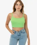 Los Angeles Apparel 43016 Baby Rib Spaghetti Crop  in Light green